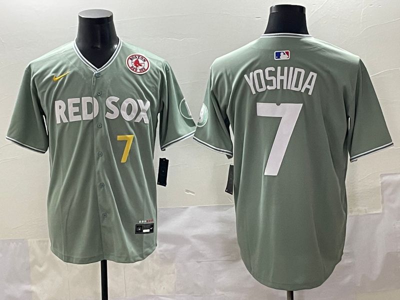 Men 2025 Boston Red Sox #7 Yoshida Light Green Joint Name Nike MLB Jersey style 6->boston red sox->MLB Jersey